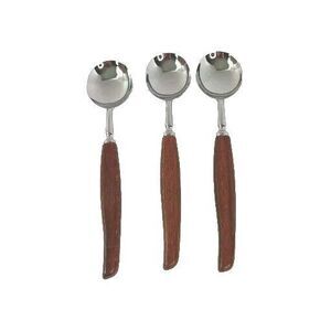 Glosswood Soup Spoons Vintage MCM Wood & Stainless Steel Set Of Three 8"